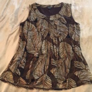 Brown leaf print top